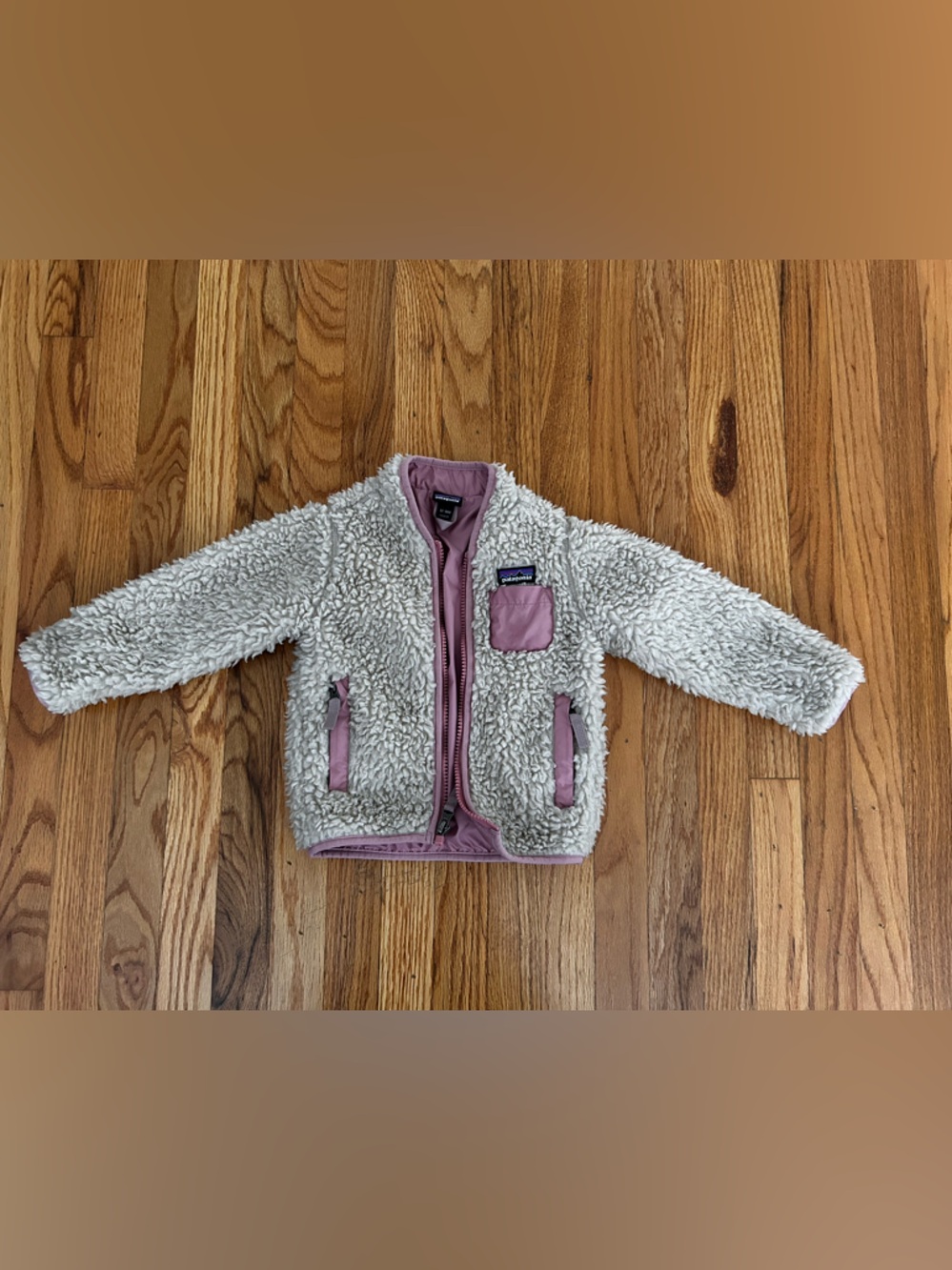 Patagonia Cream Sherpa Jacket with Mauve Trim
